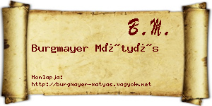 Burgmayer Mátyás névjegykártya